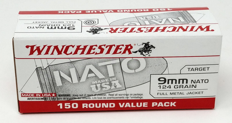Winchester Ammo 9mm Nato 124gr FMJ 1200 FPS 150/Box