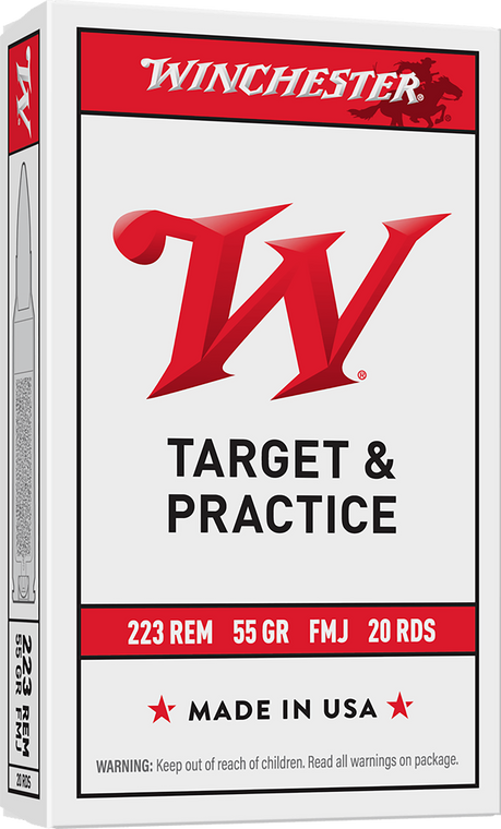 Winchester Target & Practice Ammo 223 Rem 55gr FMJ 3240 FPS 20/Box