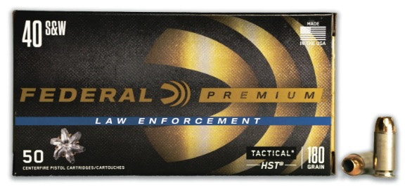 Federal 40 S&W Ammo 180gr HST Jacketed Hollow Point 1010 FPS 50/Box