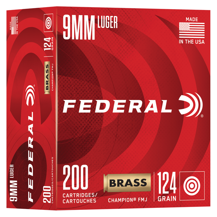 Federal Champion Ammo 9mm 124gr FMJ 1090 FPS 200/Box