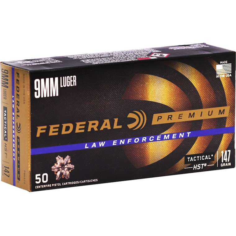 Federal Premium Personal Defense Ammo 9mm 147gr HST JHP 1000 FPS 50/Box