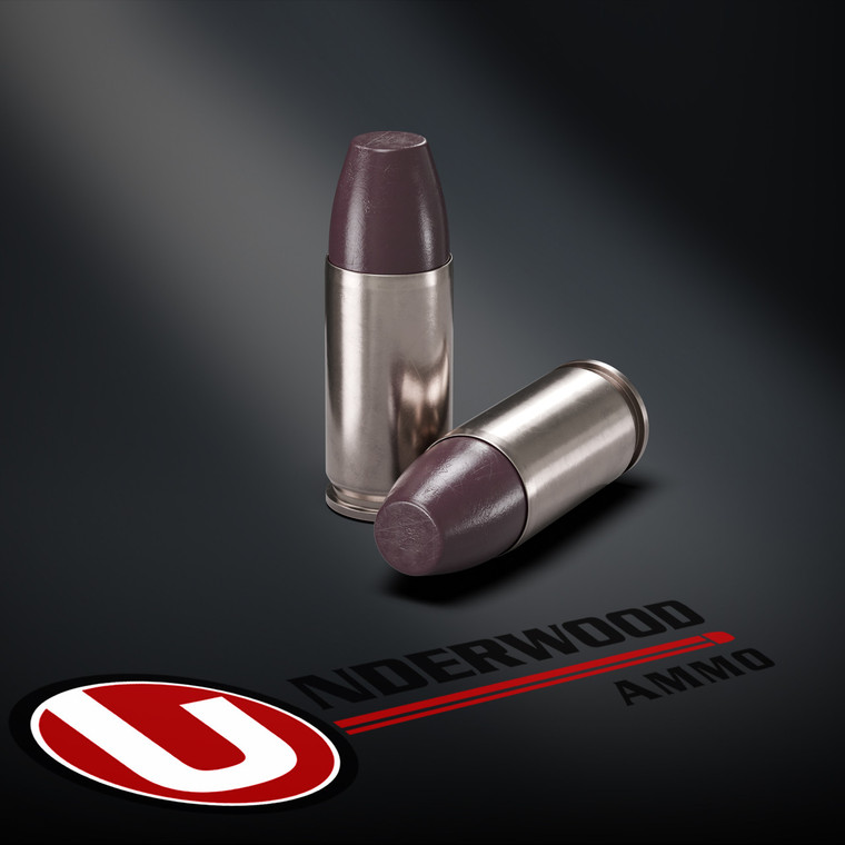 Underwood Ammo 9mm +P 147gr Flat Nose Black Cherry Coated Hard Cast 1100 FPS 20/Box