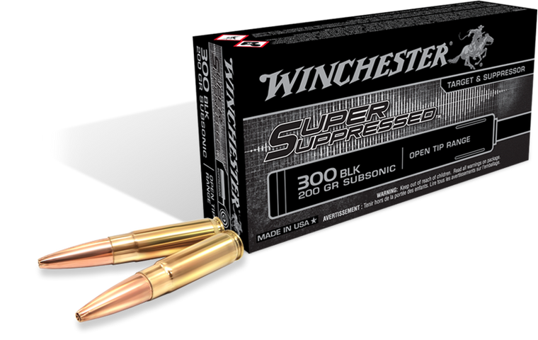 Winchester Super Suppressed Ammo 300 Blackout 200gr Subsonic Open Tip Range 1060 FPS 20/Box [50 Boxes] 1000 Rounds Free Shipping