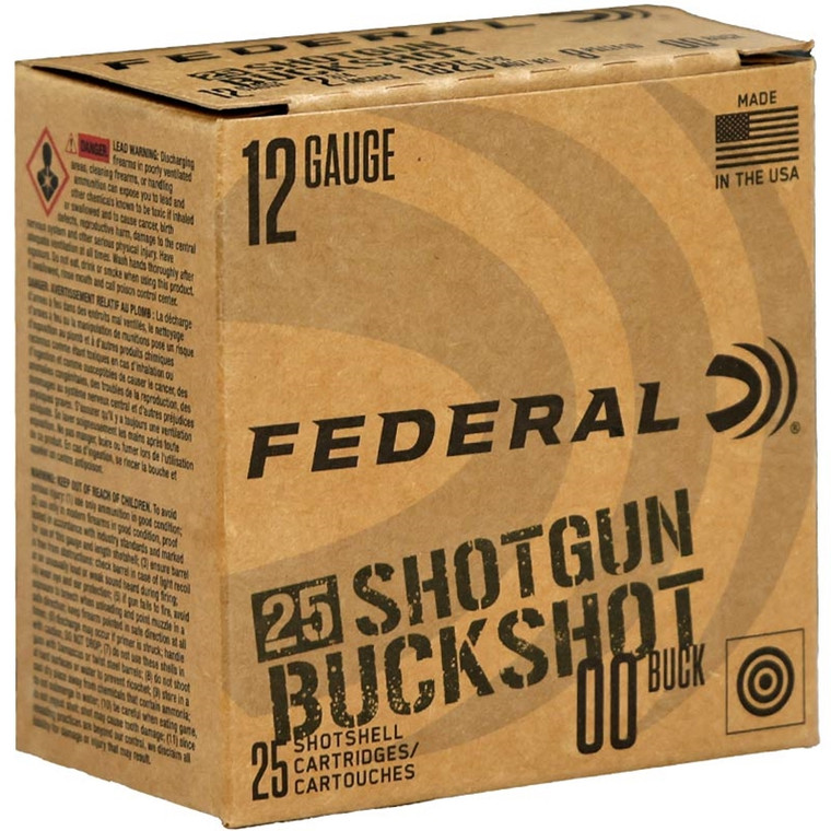 Federal 12 Gauge Ammo 00 Buckshot 9 Pellet 2.75" Shell 1325 FPS 25/Box [20 Boxes] 500 Rounds Free Shipping