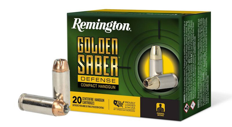 Remington Golden Sabre Defense Compact Ammo 10mm 180gr Brass JHP  1150 FPS 20/Box