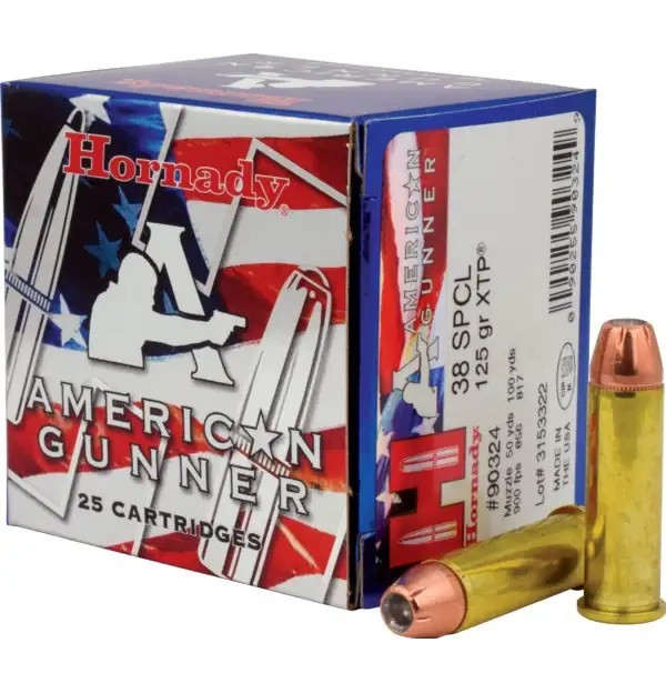 Hornady American Gunner Ammo 38 Special 125gr XTP JHP 900 FPS 25/Box