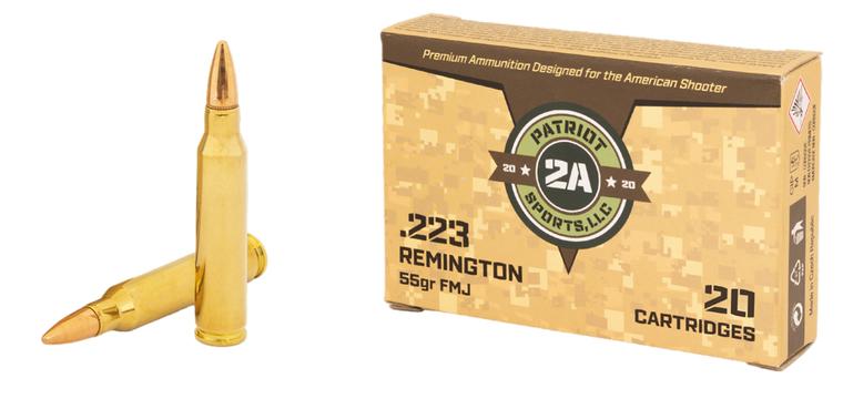 Patriot Sports Brass Cased Ammo 223 Rem 55gr FMJ 3281 FPS 20/Box [50 Boxes] 1000 Rounds Free Shipping
