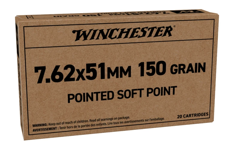 Winchester Ammo 7.62x51 Nato 150gr Pointed Soft Point 2775 FPS 20/Box [25 Boxes] 500 Rounds Free Shipping