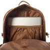 Close up of SJK Hogback 24 Backpack, with rear compartment unzipped to show laptop in laptop pocket