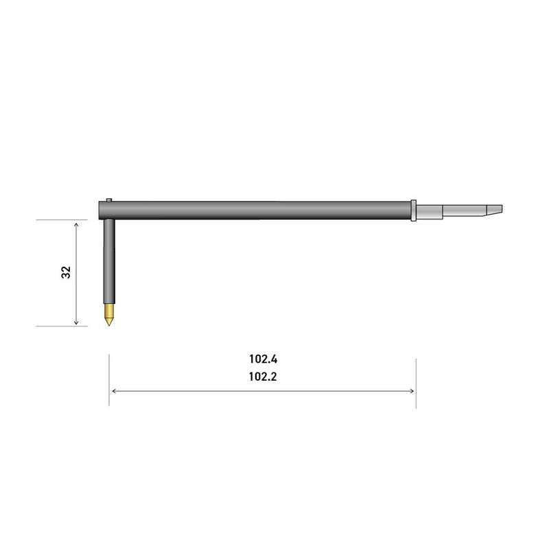 120mm 90° 2um x 32mm シャンク Clr PGI スタイラスアーム