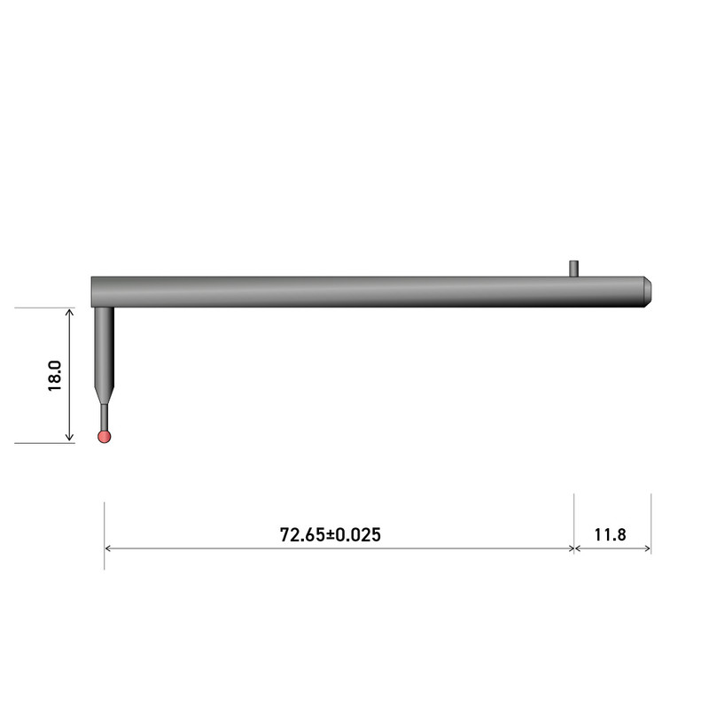 100mm 1.0mm ボール TMin 5 スタイラス、18mm シャンク