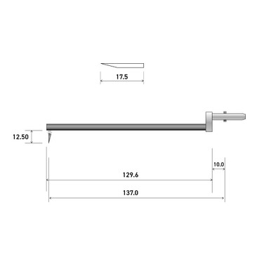 160mm 15° 20um Chisel Stylus Shank Clear 12.5mm