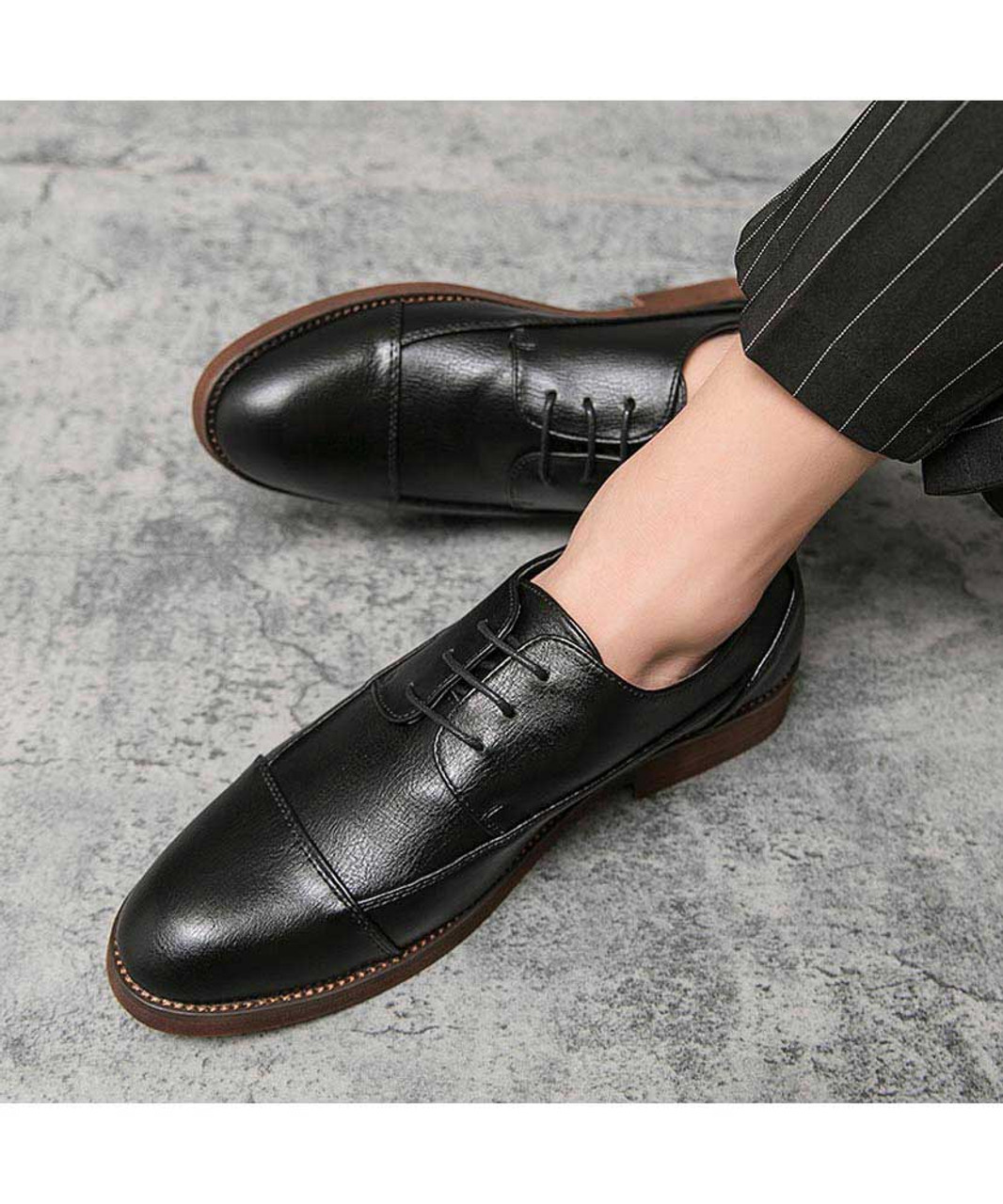 Black splicing style derby dress shoe | Mens dress shoes online 2083MS