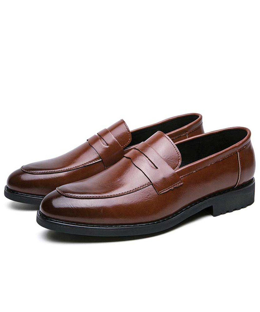 Brown retro penny slip on dress shoe | Mens dress shoes online 2120MS