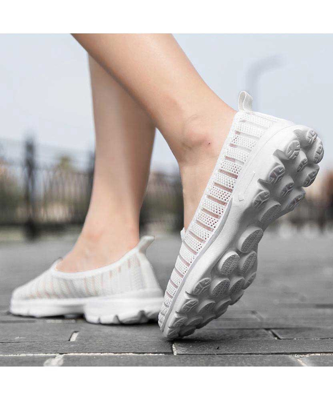 White stripe hollow out slip on shoe sneaker | Womens sneakers shoes ...