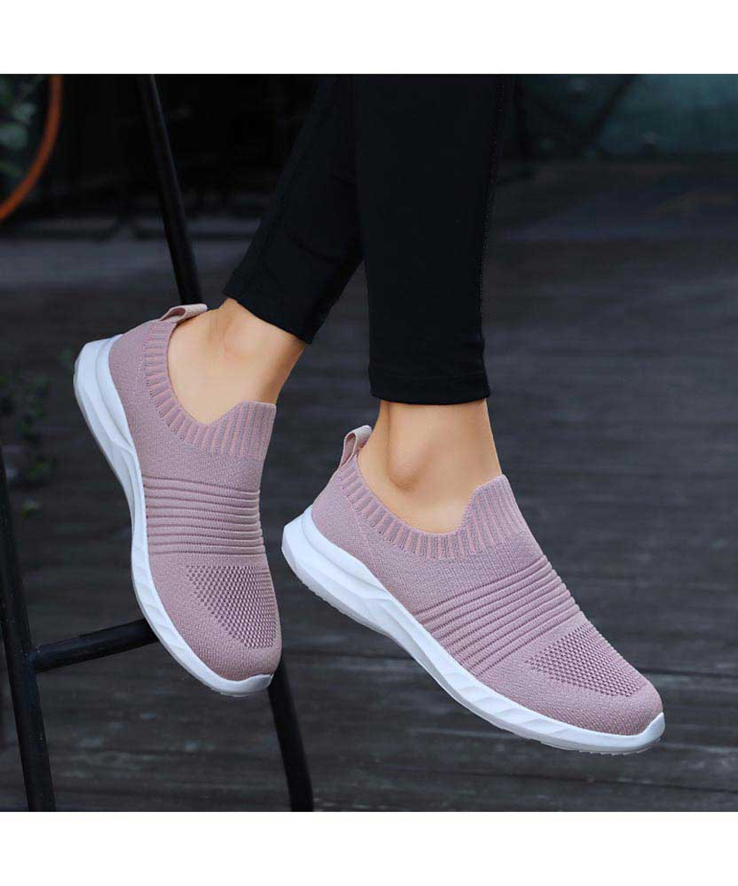 Pink stripe flyknit sock like entry slip on shoe sneaker | Womens ...