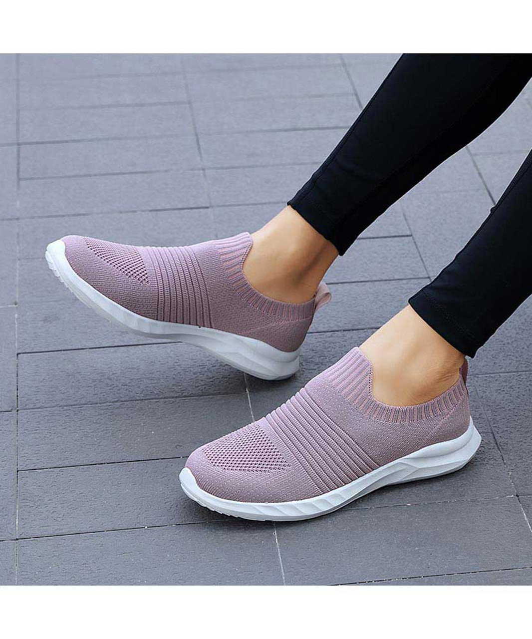 Pink stripe flyknit sock like entry slip on shoe sneaker | Womens ...