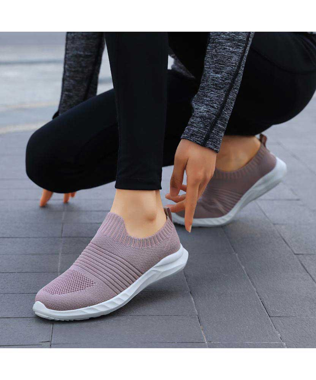 Pink stripe flyknit sock like entry slip on shoe sneaker | Womens ...