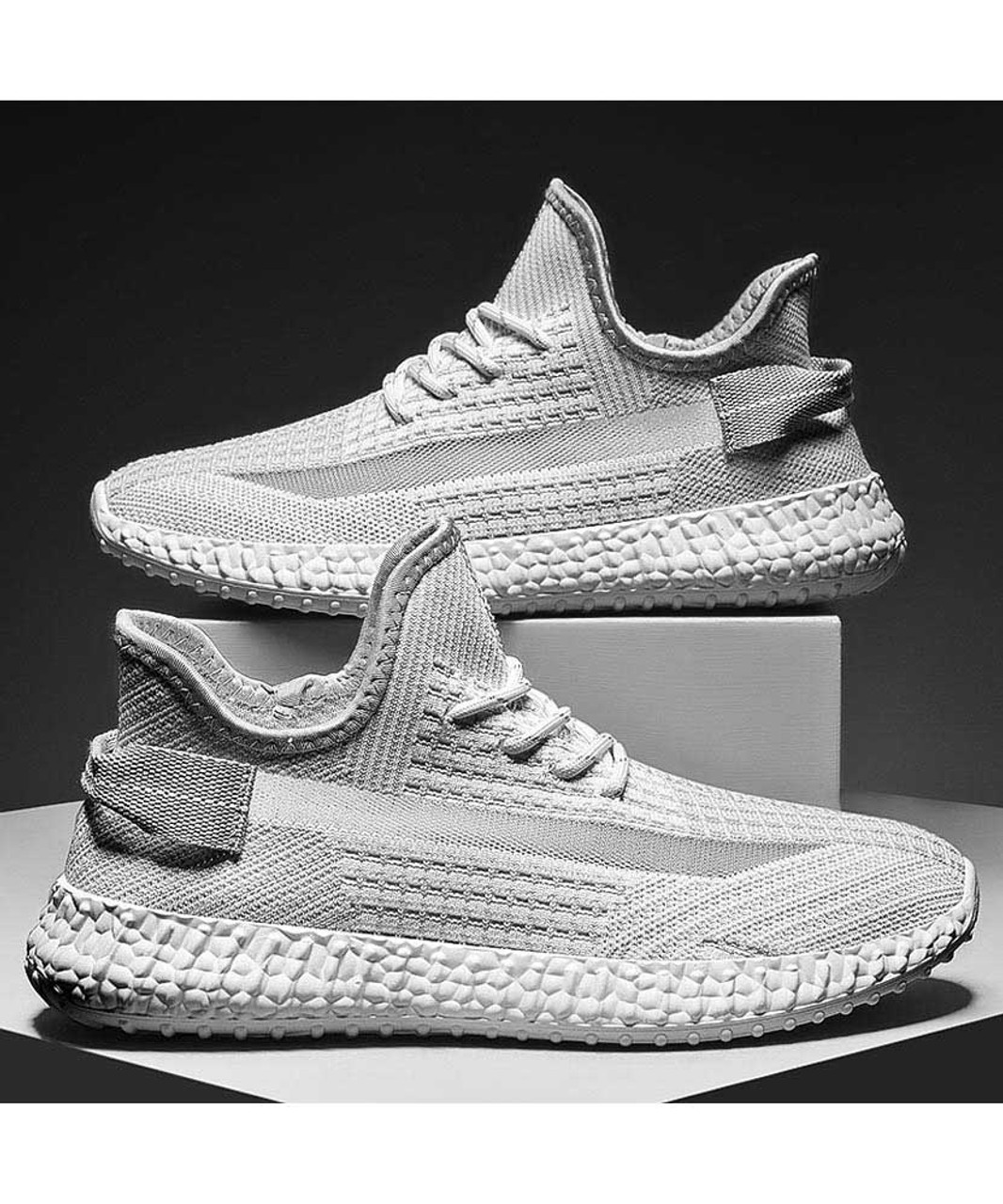 Grey flyknit texture stripe check casual shoe sneaker | Womens sneakers ...