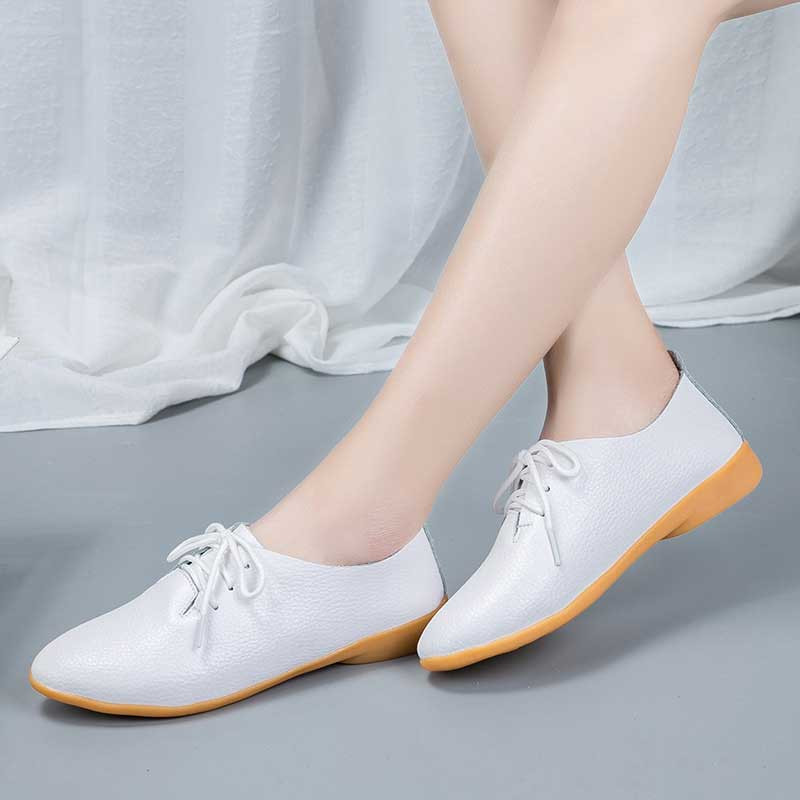 White simple plain lace up dress shoe Womens lace up shoes online 2625WS