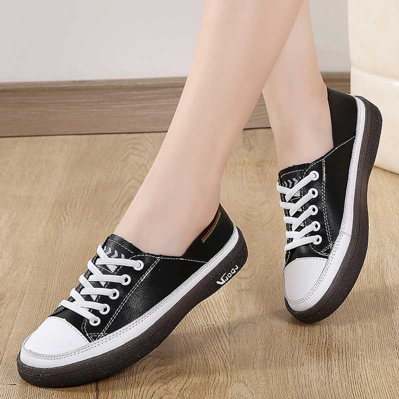 Black thread accent color stripe lace up shoe | Womens lace up shoes ...