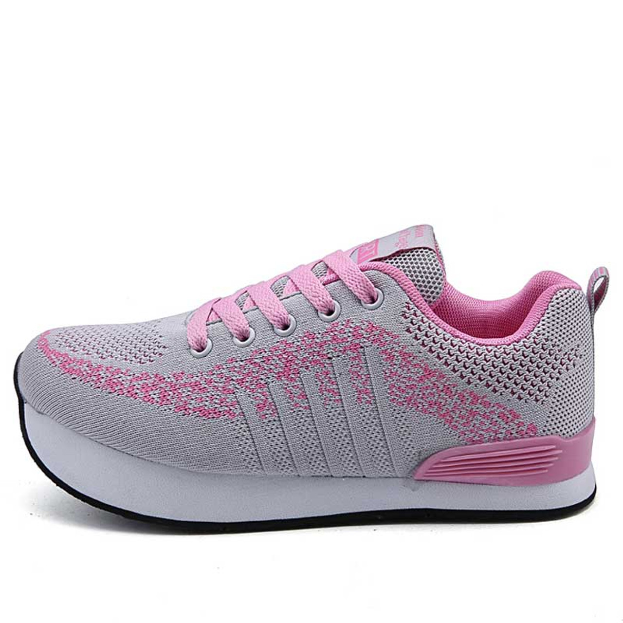 Pink grey stripe pattern texture negative heel rocker sneaker | Womens ...