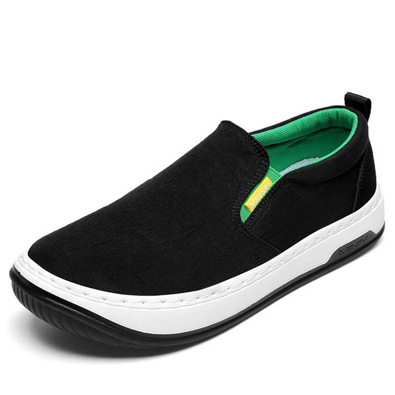 Black casual canvas slip on shoe loafer Mens shoe loafers online