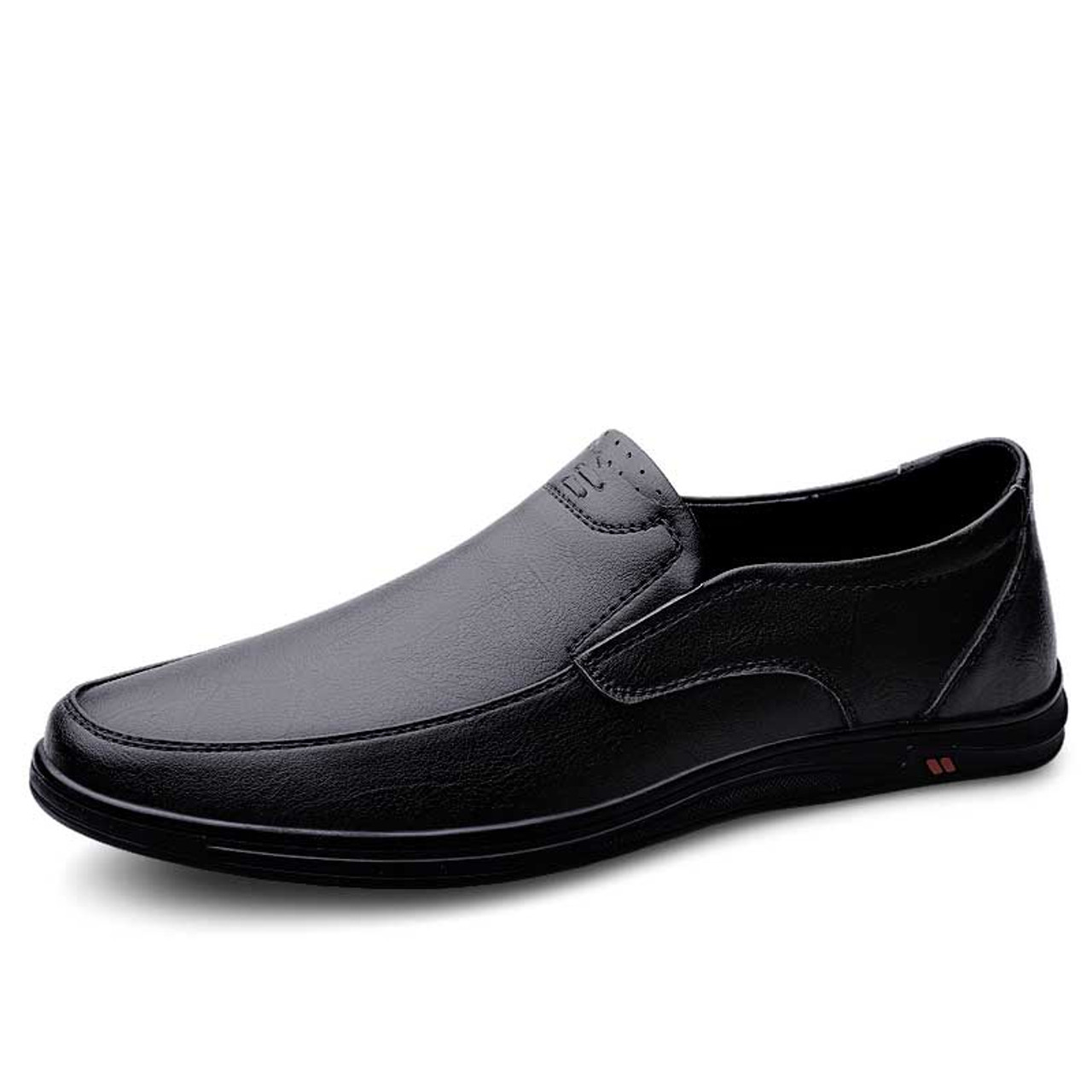 Black casual slip on shoe loafer in plain | Mens shoe loafers