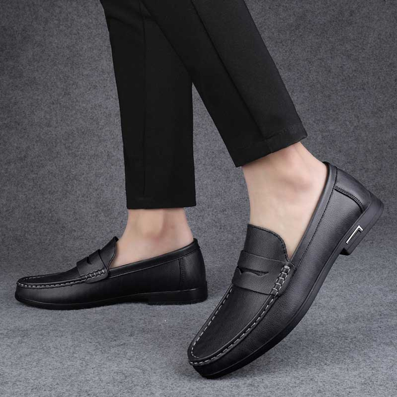 Black penny strap slip on shoe loafer | Mens shoe loafers online 2280MS