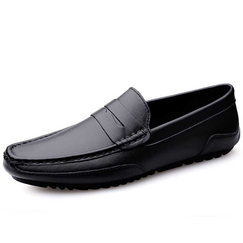 Black penny strap slip on shoe loafer 