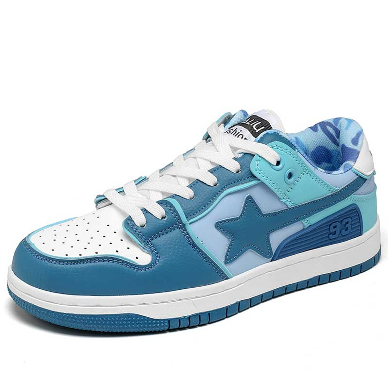 Blue star pattern & prints lace up shoe sneaker