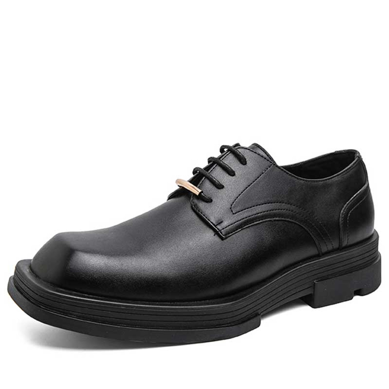 Black square toe derby dress shoe 2557