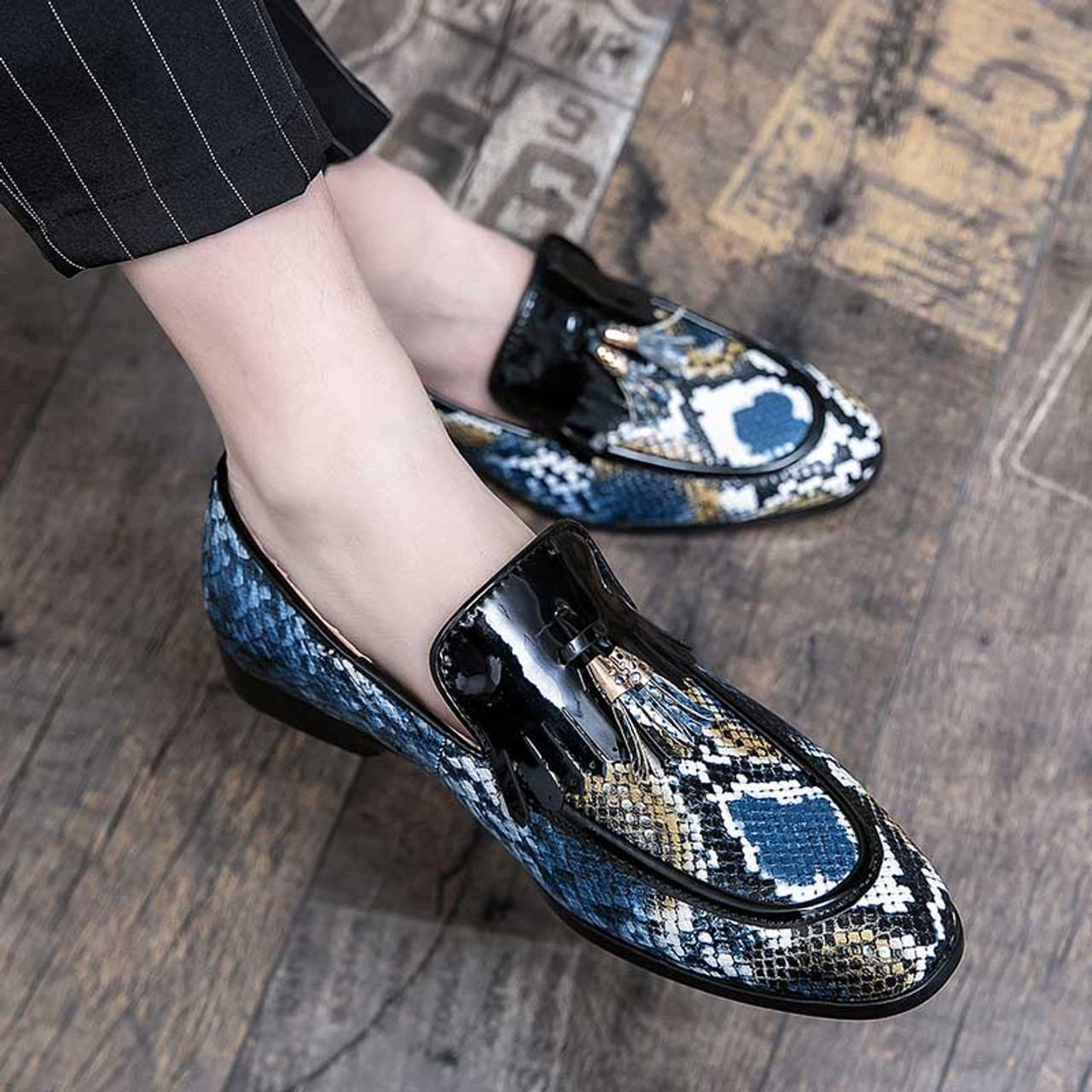 Men's on sale snakeskin loafers