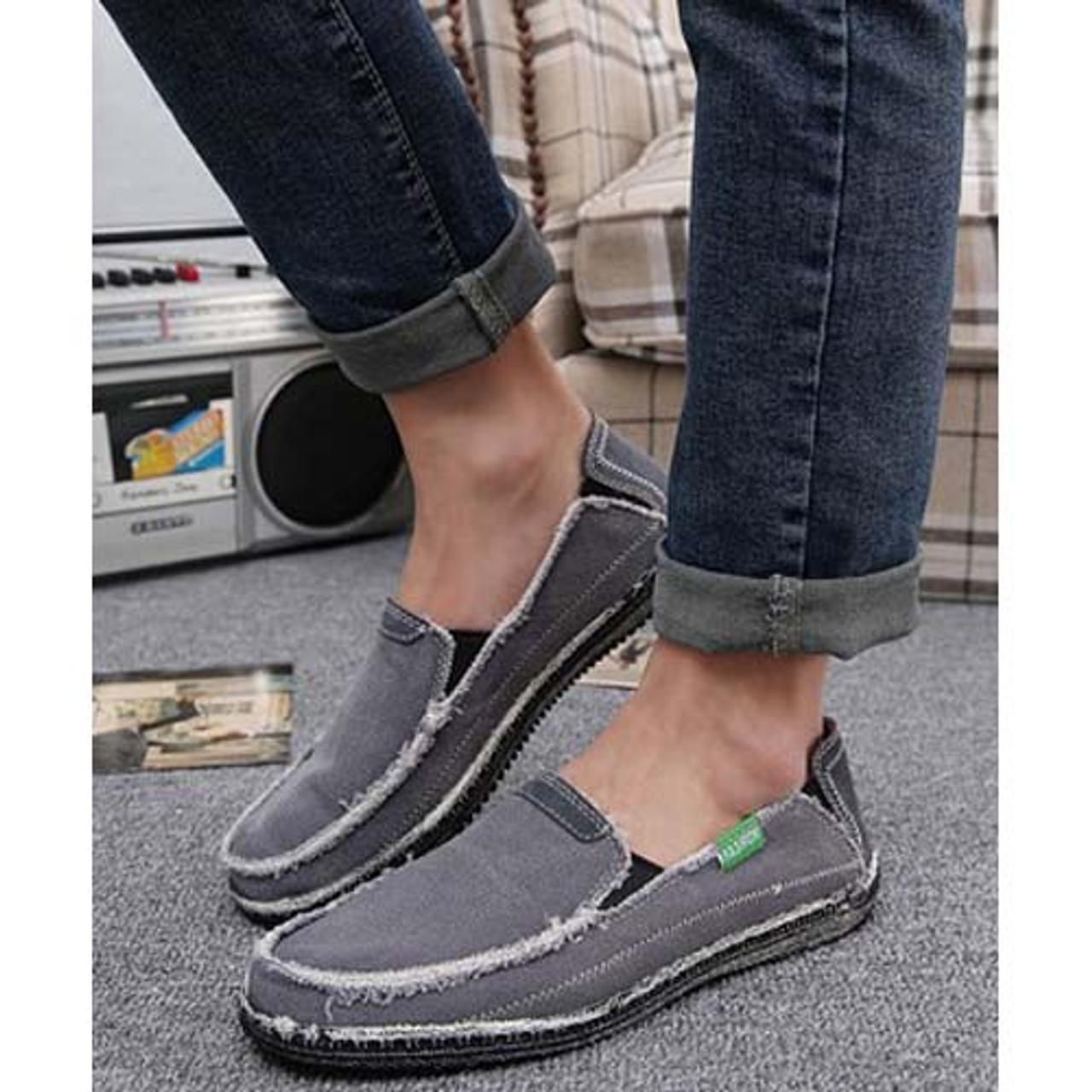 Grey casual denim style Converse slip on shoe loafer | Free Shipping ...