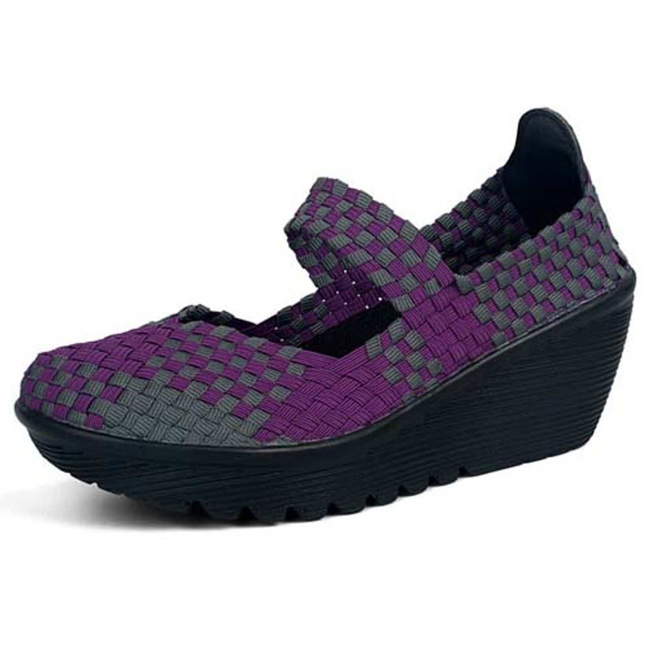 purple wedge shoes