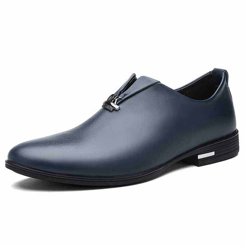 men's blue leather casual shoes