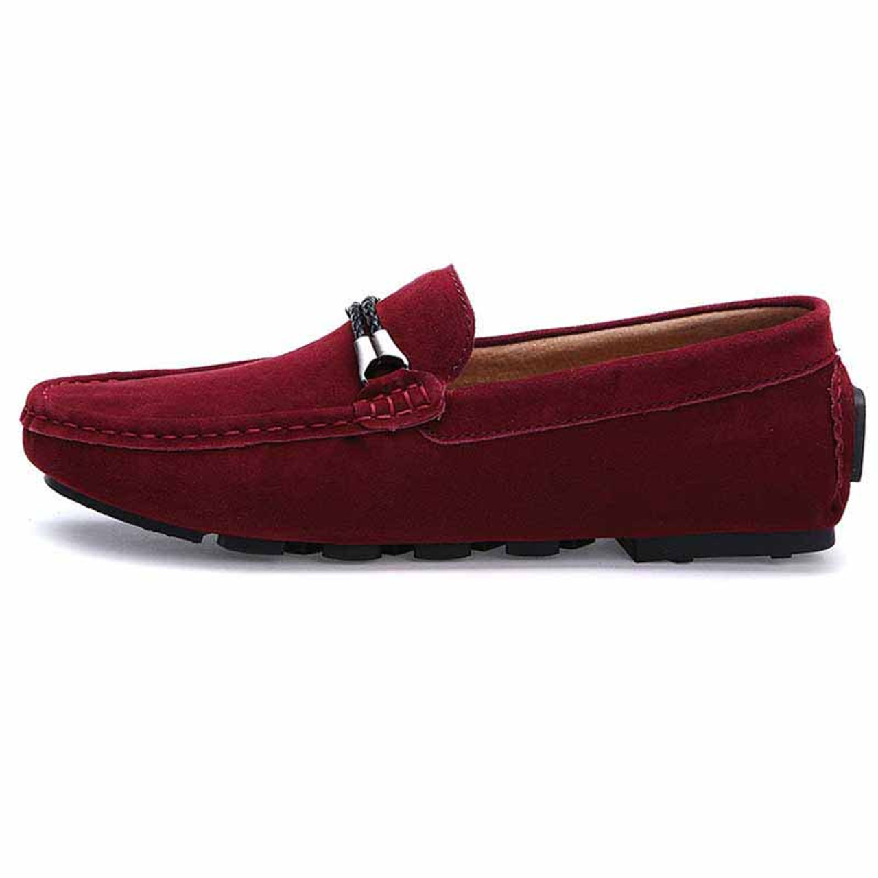 Red twin rope leather slip on shoe loafer | Mens shoes online 1232MS