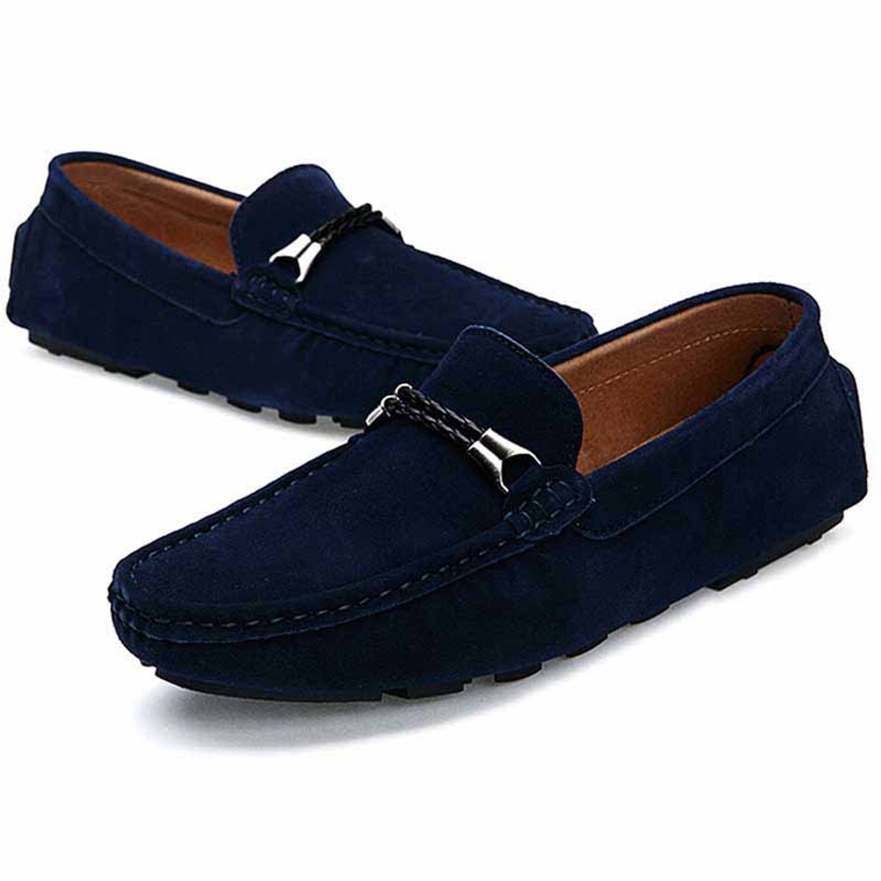 Blue Twin Rope Leather Slip on Shoe Loafer