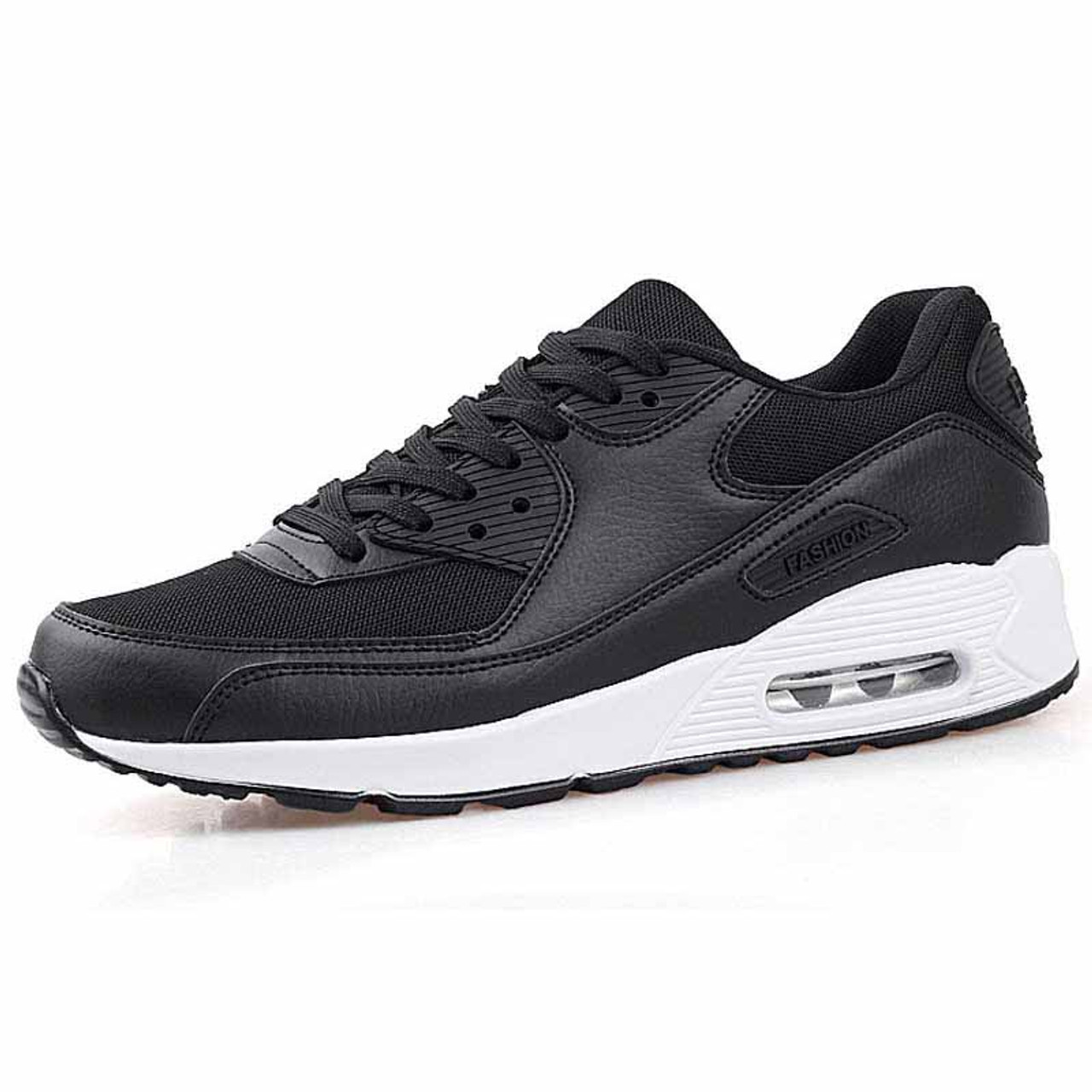 Black leather air sole sport shoe 