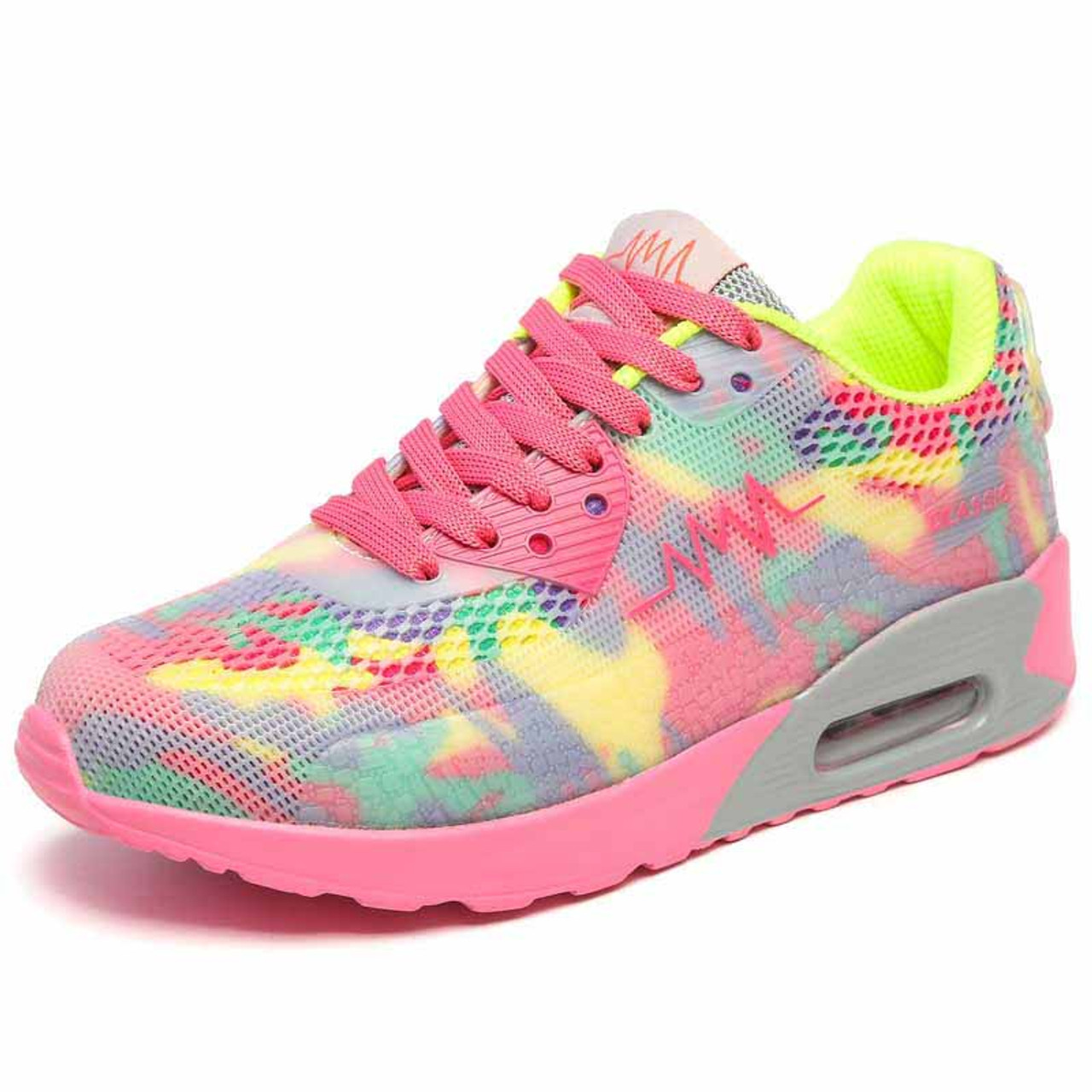 Pink pattern print air sole sport shoe sneaker | Womens sneakers online  1637WS