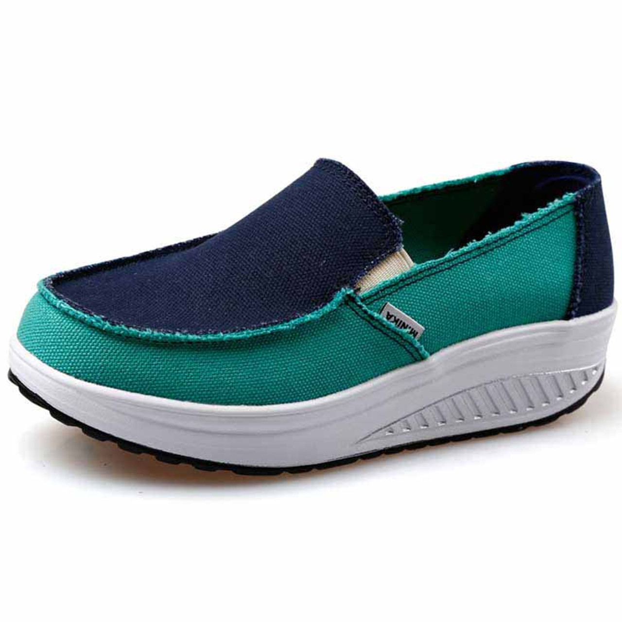 Green black canvas slip on rocker 