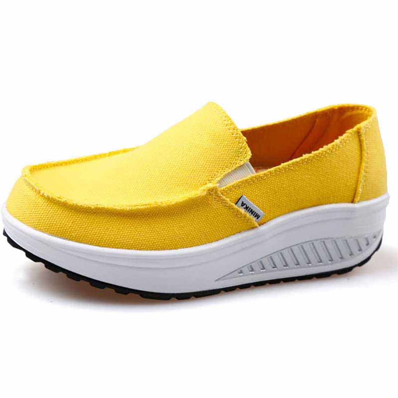 yellow canvas slip on shoes