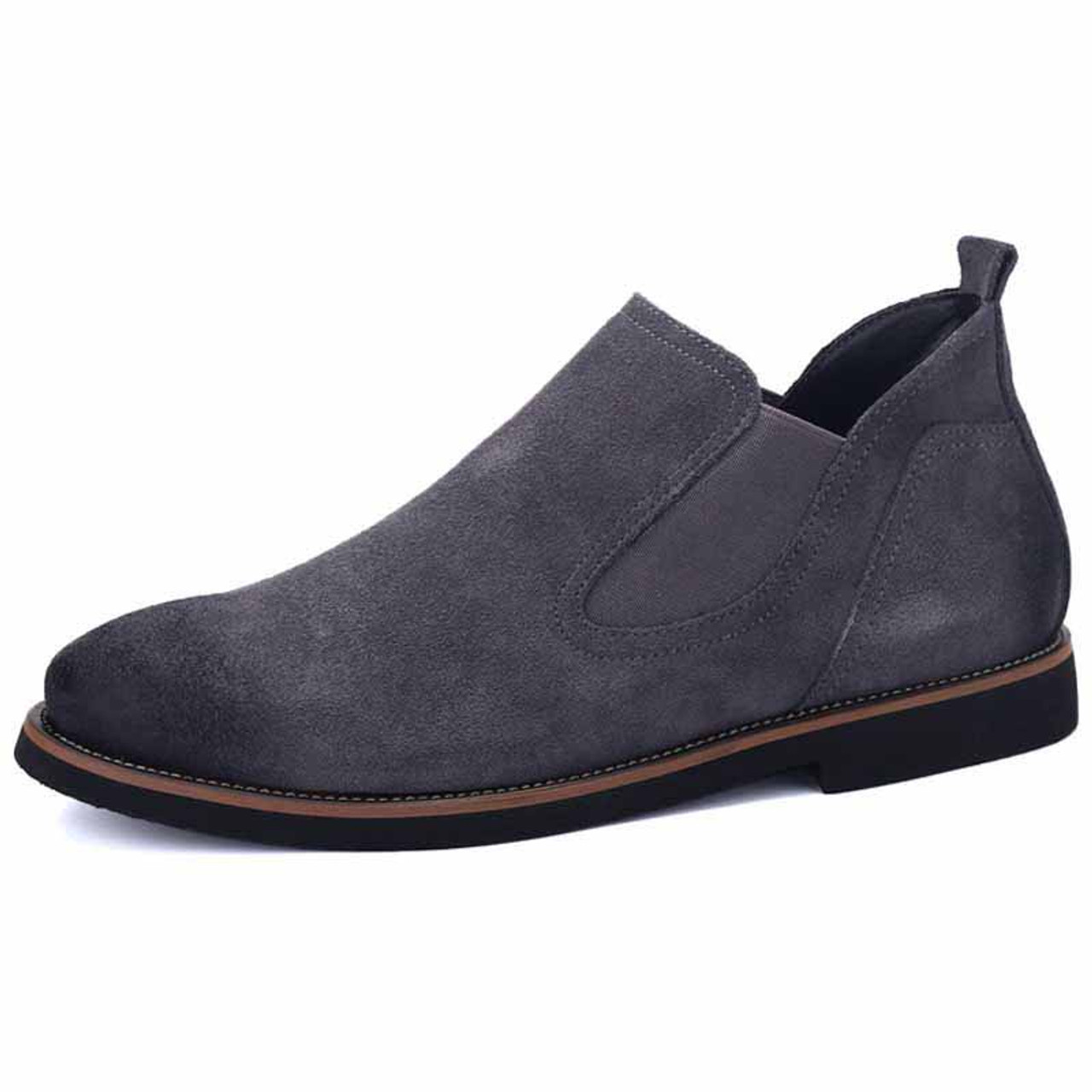 Dark grey retro leather urban slip on 