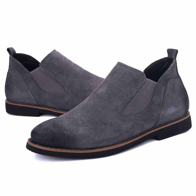 Dark grey retro leather urban slip on dress shoe Mens dress shoes