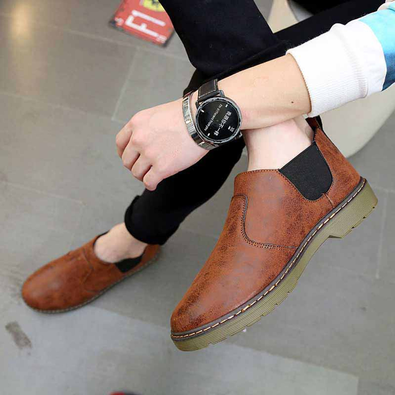 Brown Retro Leather Casual Slip On Dress Shoe Mens Dress Shoes Online 1301ms 5189