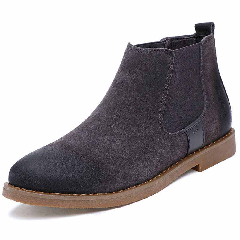 Grey retro leather slip on dress shoe boot Mens boots online 1312MS