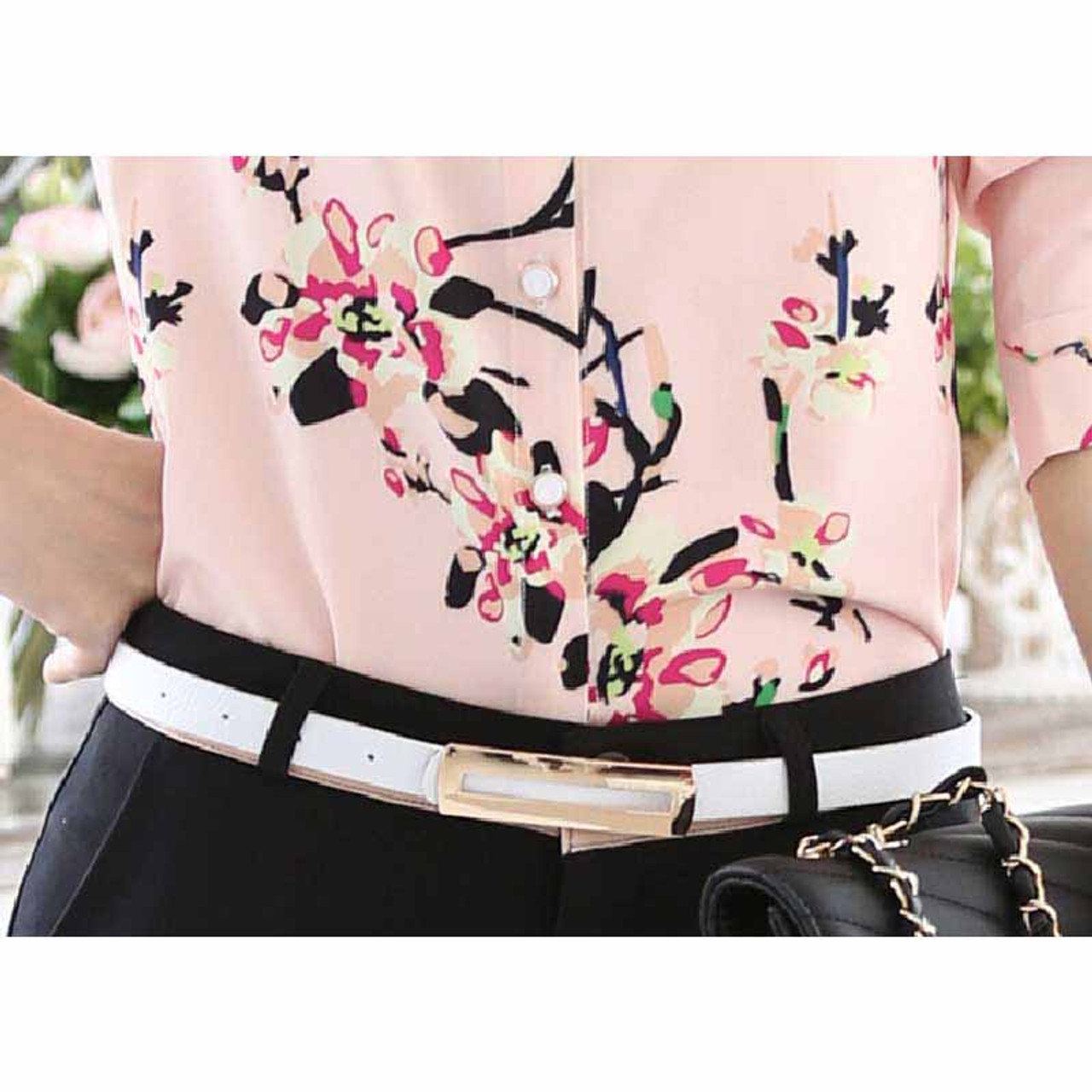 Pink floral pattern print long sleeve button shirt | Womens shirts ...