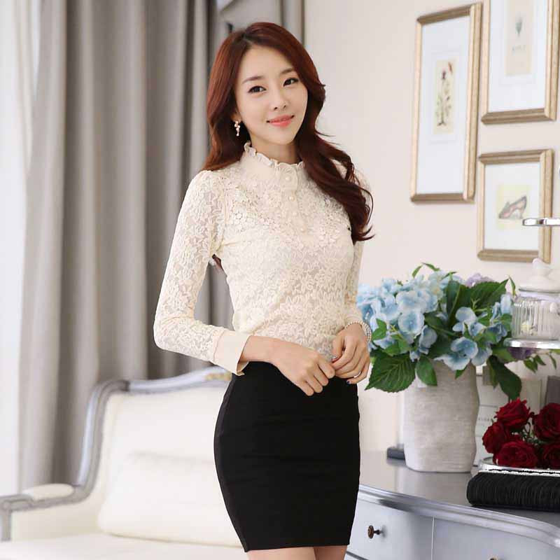 Beige floral lace long sleeve button 