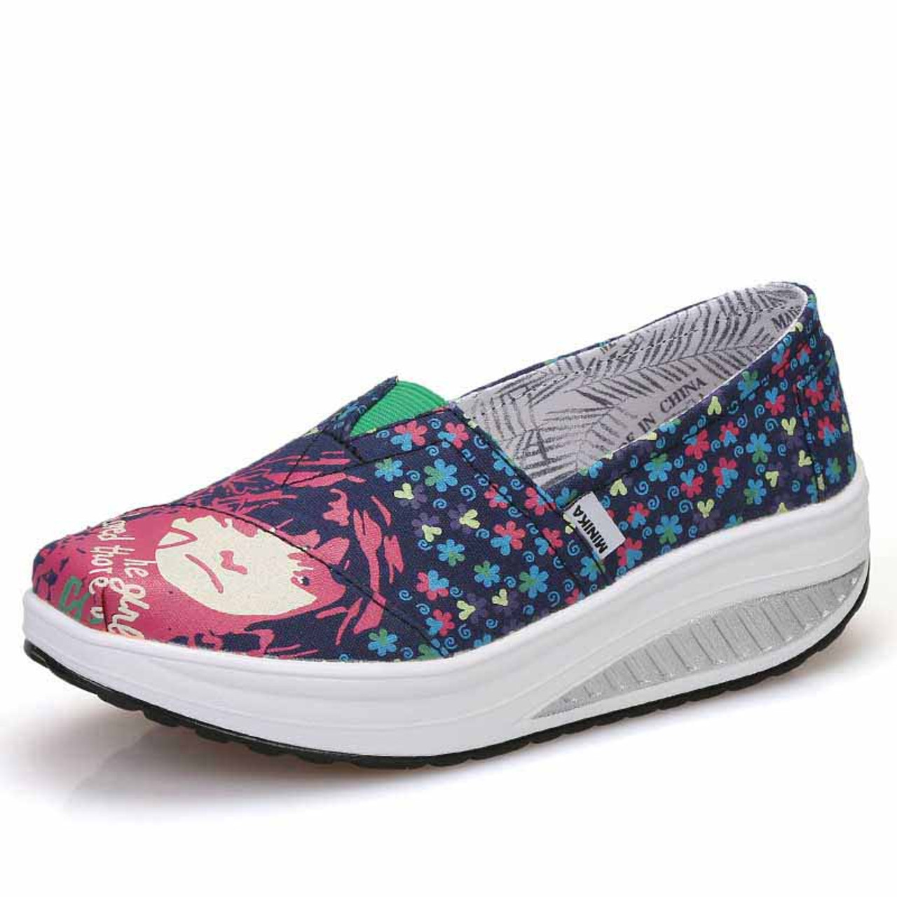 womens floral slip on sneakers