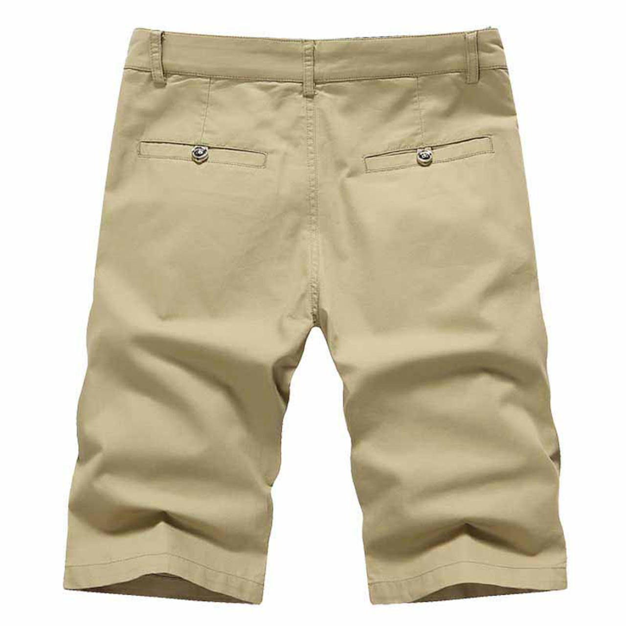 Khaki short casual plain color zip fly | Mens shorts online 1009MP